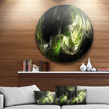 Billowing Smoke Green - Landscape Round Metal Wall Art